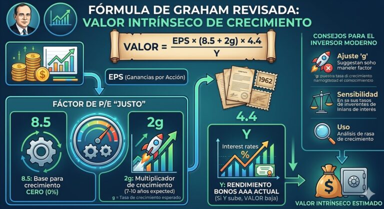 Formula de Bejamin Graham, la formula para saber el precio de una acción según el valor intrínseco.